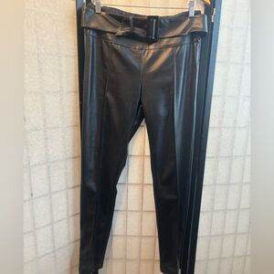 O LA LA Faux Leather Legging Pants with Belt Detail